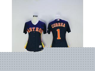 Women Houston Astros 1 Carlos Correa Baseball Jersey GrayWomen Navy Blue