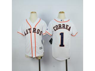 Youth Houston Astros 1 Carlos Correa Baseball Jersey White