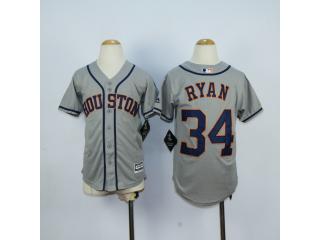 Youth Houston Astros 34 Nolan Ryan Baseball Jersey Gray