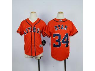 Youth Houston Astros 34 Nolan Ryan Baseball Jersey Orange