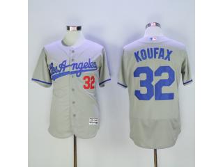 Los Angeles Dodgers 32 Sandy Koufax Flexbase Baseball Jersey Gray
