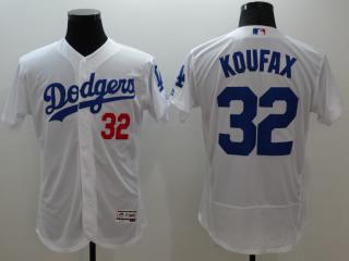 Los Angeles Dodgers 32 Sandy Koufax Flexbase Baseball Jersey White