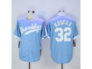 Los Angeles Dodgers 32 Sandy Koufax Baseball Jersey Blue retro