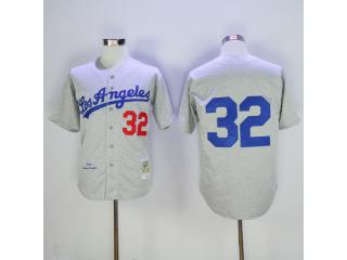 Los Angeles Dodgers 32 Sandy Koufax Baseball Jersey Gray