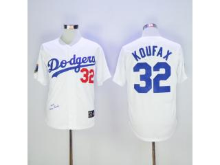 Los Angeles Dodgers 32 Sandy Koufax Baseball Jersey White