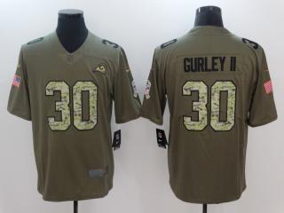 St. Louis Rams 30 Todd Gurley II Olive Salute To Service Limited Jersey Camo Word