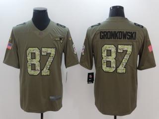 New England Patriots 87 Rob Gronkowski Olive Salute To Service Limited Jersey Camo Word