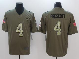 Dallas Cowboys 4 Dak Prescott Olive Salute To Service Limited Jersey Camo Word