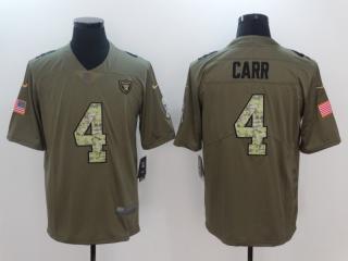 Oakland Raiders 4 Derek Carr Olive Salute To Service Limited Jersey Camo Word