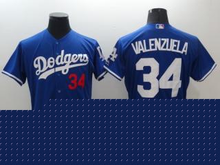 Los Angeles Dodgers 34 Fernando Valenzuela Flexbase Baseball Jersey Blue