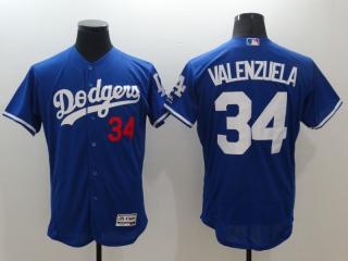 Los Angeles Dodgers 34 Fernando Valenzuela Flexbase Baseball Jersey Blue