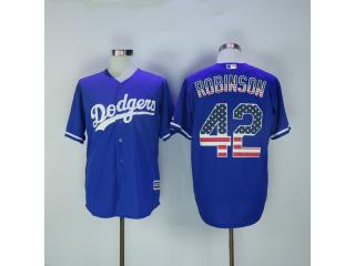 Los Angeles Dodgers 42 Jackie Robinson Baseball Jersey Blue flag Edition