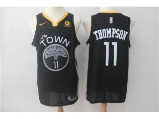 2017-2018 Nike Golden State Warrior 11 klay Thompson Basketball Jersey Black Fan Edition