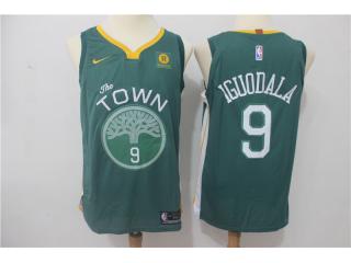 2017-2018 Nike Golden State Warrior 9 Andre Iguodala Basketball Jersey Blackish green Player Edition