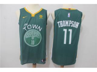 2017-2018 Nike Golden State Warrior 11 klay Thompson Basketball Jersey Blackish green Player Edition