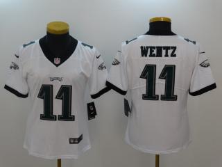 Women Philadelphia Eagles 11 Carson Wentz Football Jersey Legend White