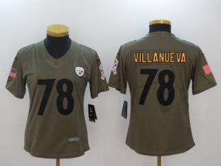 Women Pittsburgh Steelers 78 Alejandro Villanueva Olive Salute To Service Limited Jersey