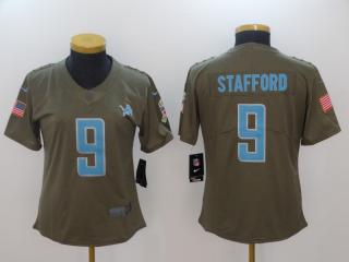 Women Detroit Lions 9 Matthew Stafford Olive Salute To Service Limited Jersey