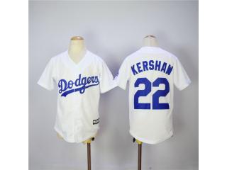 Youth Los Angeles Dodgers 22 Clayton Kershaw Baseball Jersey White