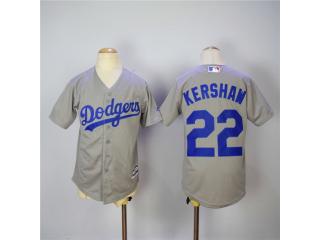 Youth Los Angeles Dodgers 22 Clayton Kershaw Baseball Jersey Gray