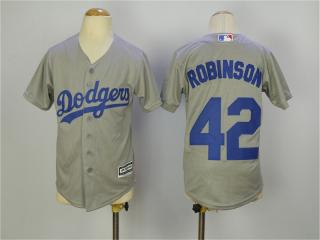 Youth Los Angeles Dodgers 42 Jackie Robinson Baseball Jersey WhiteYouth Gray