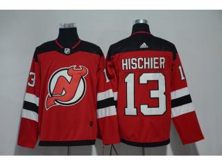 Adidas New Jersey Devils 13 Nico Hischier Ice Hockey Red