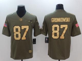New England Patriots 87 Rob Gronkowski Olive Salute To Service Limited Jersey Gold Word