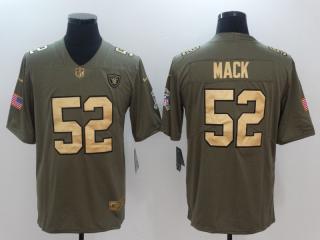 Oakland Raiders 52 Khalil Mack Olive Salute To Service Limited Jersey Gold Word