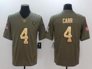 Oakland Raiders 4 Derek Carr Olive Salute To Service Limited Jersey Gold Word