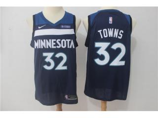 2017-2018 Nike Minnesota Timberwolves 32 Karl-Anthony Towns Basketball Jersey Navy Blue Fan Edition