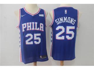 2017-2018 Nike Philadelphia 76ers 25 Ben simmons Basketball Jersey Blue Fan Edition