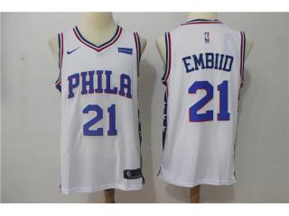 2017-2018 Nike Philadelphia 76ers 21 Joel Embiid Basketball Jersey White Fan Edition