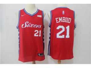 2017-2018 Nike Philadelphia 76ers 21 Joel Embiid Basketball Jersey Red Fan Edition