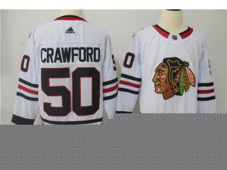 Adidas Chicago Blackhawks 50 Corey Crawford Ice Hockey Jersey White