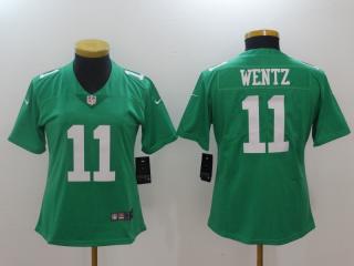 Women Philadelphia Eagles 11 Carson Wentz Football Jersey Apple Green