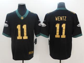 Philadelphia Eagles 11 Carson Wentz Football Jersey Legend Black Gold Word