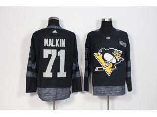 2017-2018 Adidas 100th Anniversary Pittsburgh Penguins 71 Evgeni Malkin Ice Hockey Jersey Black