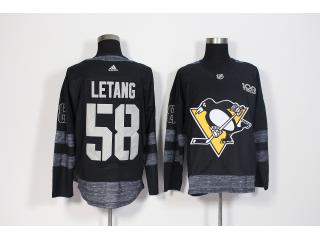 2017-2018 Adidas 100th Anniversary Pittsburgh Penguins 58 Kris Letang Ice Hockey Jersey Black