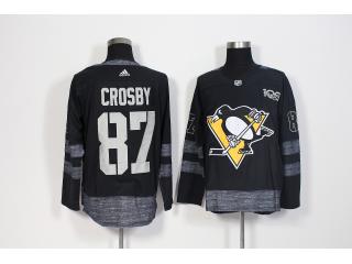 2017-2018 Adidas 100th Anniversary Pittsburgh Penguins 87 Sidney Crosby Ice Hockey Jersey Black