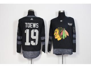 2017-2018 Adidas 100th Anniversary Chicago Blackhawks 19 Jonathan Toews Ice Hockey Jersey Black