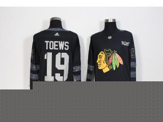2017-2018 Adidas 100th Anniversary Chicago Blackhawks 19 Jonathan Toews Ice Hockey Jersey Black