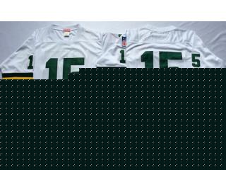 Green Bay Packers 15 Bart Starr Football Jersey White Retro Long sleeve