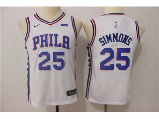 Youth 2017-2018 Nike Philadelphia 76ers 25 Ben simmons Basketball Jersey White Fan Edition