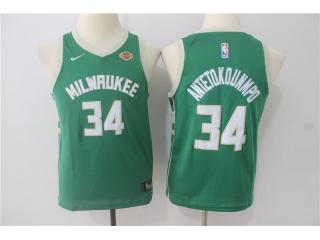 Youth 2017-2018 Nike Milwaukee Bucks 34 Giannis Antetokounmpo Basketball Jersey Green Fan Editionon