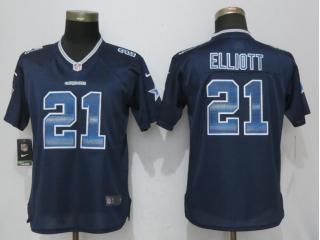 Women Dallas Cowboys 21 Ezekiel Elliott Navy Blue Strobe Elite Jersey