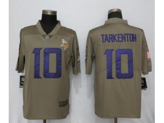 Minnesota Vikings 10 Fran Tarkenton Olive Salute To Service Limited Jersey