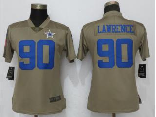 Women Dallas Cowboys 90 Demarcus Lawrence Olive Salute To Service Limited Jersey