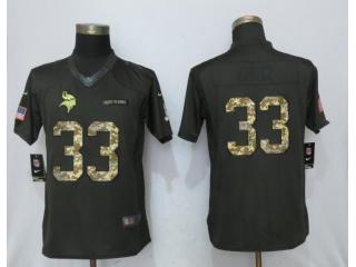 Women Minnesota Vikings 33 Dalvin Cook Anthracite Salute To Service Limited Jersey