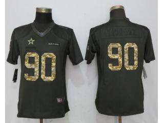 Women Dallas Cowboys 90 Demarcus Lawrence Anthracite Salute To Service Limited Jersey