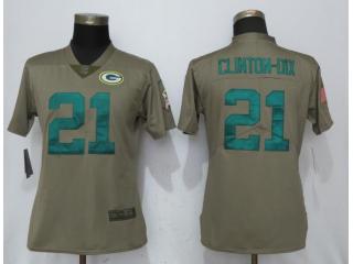 Women Green Bay Packers 21 Ha Clinton-Dix Olive Salute To Service Jersey